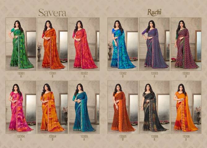 Ruchi Savera Casual Daily Casual Wear Chiffon Printed Saree Collection